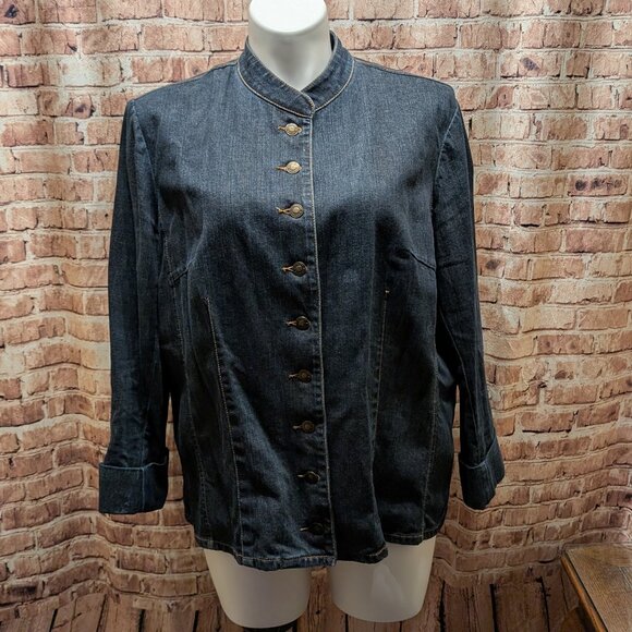 Liz Claiborne Jeans Denim Button-Up Jacket Size 2X - Picture 1 of 11